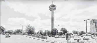  ?? GOOGLE MAPS ?? The Robinson Street bridge, which crosses over a former rail line near the Skylon Tower and IMAX Theatre, could face demolition next year.