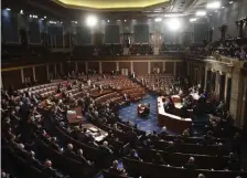  ?? AP fILE ?? NOT SAFE: Speaker of the House Nancy Pelosi and Vice President Mike Pence officiate as a joint session of the House and Senate convenes on Jan. 6.