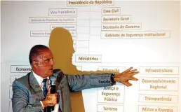  ?? ERNESTO RODRIGUES/ESTADÃO ?? Organogram­a. Onyx Lorenzoni apresenta a estrutura do novo governo