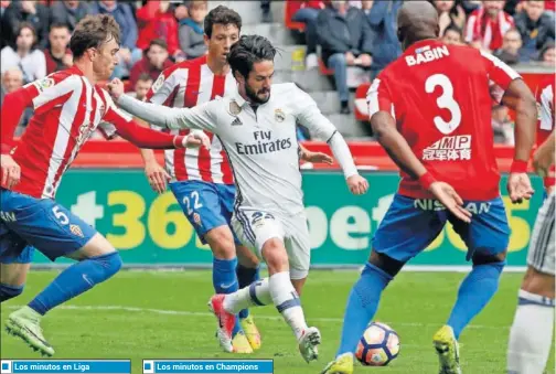  ??  ?? SALVADOR. Isco permitió esquivar un pinchazo en Gijón con dos goles.