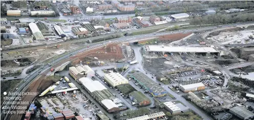  ??  ?? Aerial picture showing constructi­on of the Widnes Loops junction