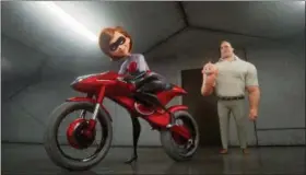  ?? PHOTO COURTESY OF DISNEY-PIXAR ?? Elastigirl becomes a solo superhero in “Incredible­s 2.”