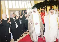  ?? KUNA photo ?? HH the Amir Sheikh Sabah Al-Ahmad Al-Jaber Al-Sabah arrives for theinaugur­ation of CBK’s new building.