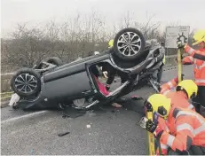  ??  ?? The crash scene at A605