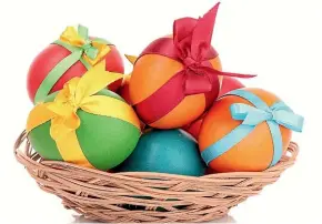  ??  ?? Eggs at Easter symbolise new life. Nests or baskets full of brightly coloured eggs are along held Easter tradition.