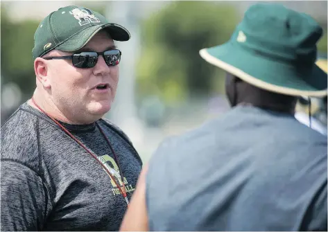  ?? BRANDON HARDER ?? University of Regina Rams head coach Steve Bryce gets the dynamics Saskatchew­an Roughrider­s field boss Chris Jones is facing after the unexpected ouster of star player Duron Carter. It will make the team stronger, he believes.