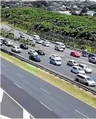 ?? SUPPLIED/NZTA ?? Traffic heading south along Auckland’s southern motorway was backed up yesterday.