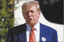  ?? AP photo ?? Republican presidenti­al candidate former President Donald Trump speaks after voting in the Florida primary election in Palm Beach, Fla. on Tuesday.