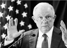  ?? ROBERT F. BUKATY THE ASSOCIATED PRESS ?? President Donald Trump is suggesting Attorney General Jeff Sessions should have intervened in investigat­ions of two GOP congressme­n.