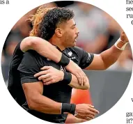  ?? ?? Richie Mo’unga scored a try and kicked nine conversion­s in the 104-14 win over the United States.