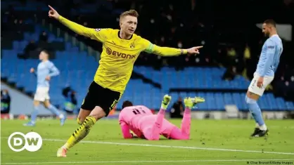  ??  ?? Marco Reus scored Dortmund's goal in Manchester but is a doubt for the second leg