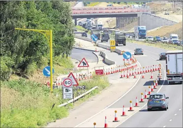  ??  ?? The roadworks for building Junction 10a of the M20, one of the areas where the new 60mph speed limit was tested