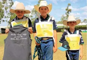  ?? PHOTOS: CONTRIBUTE­D ?? LITTLE JUDGES: Pee-Wee Young Stud Judge champion Remy Barron with Cody Muller second and Jack Warburton third.