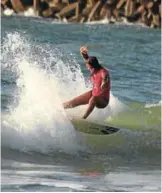  ?? PICTURE: ANDRE SPIES ?? Tasha Mentasti surfing in Richards Bay.