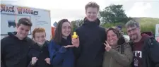  ??  ?? Linus, Julius, Sascha, Jonah, Claudia and Noëlle from Berlin celebrate victory in the duck race