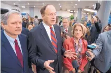  ?? J. SCOTT APPLEWHITE /ASSOCIATED PRESS ?? Sen. Richard Shelby, R-Ala., the top Republican on the bipartisan group working to craft a border security compromise is joined by Sen. John Hoeven, R-N.D., left, and Sen. Shelley Moore Capito, R-W. Va., right, after a briefing with officials about the US-Mexico border, on Capitol Hill in Washington, D.C.