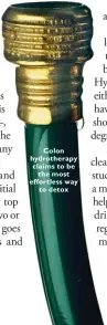  ??  ?? Colon hydrothera­py claims to be the most effortless way to detox