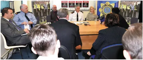  ?? (from left) Photo by Michelle Coper Galvin ?? Supt. Flor Murphy with Lisa Cahillane, daughter of the late James Cahillane, at the press conference to announce the Crimestopp­ers Appeal for informatio­n on the murder of James Cahillane with Garda Daire O’Sullivan Family Liaison Officer, Insp. Paul...