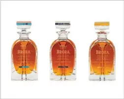 ??  ?? Diageo Rare & Exceptiona­l’s latest launch is the limited edition Brora Triptyque of three single malt whiskies from 1972, 1977 and 1982