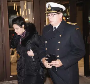  ?? WAYNE CUDDINGTON / POSTMEDIA NEWS ?? Vice-admiral Mark Norman and lawyer Marie Henein leave court in Ottawa Tuesday, where a witness testified Norman’s name was not used in documents to avoid searches.