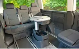  ??  ?? The Caravelle has a sliding rear bench arrangemen­t, so you can vary the amount of boot space, while the minibus-like Shuttle has fixed seats.