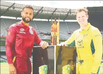  ?? ?? West Indies captain Shai Hope (left) with Australia skipper Steve Smith.