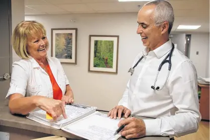  ?? JIM DAY/THE GUARDIAN ?? Dr. Randy MacKinnon describes Rita Kennedy as a kind, gentle and compassion­ate nurse who has honed her skills well over 50 years in her cherished profession.