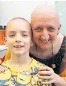  ?? Picture: Dougie Nicolson. ?? Marion’s daughter and grandson, Lisa Urwin and son Zach, 9, after their charity head shave at Chop Barber Shop in Montrose.