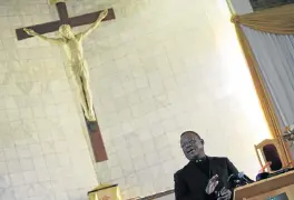  ?? /The Times (See Page 4) ?? Moral radar: Rev Frank Chikane takes to the stage at the Regina Mundi Church in Soweto, where the South African Council of Churches released a report by its unburdenin­g panel, which was set up in April 2016 to provide a platform for gathering...