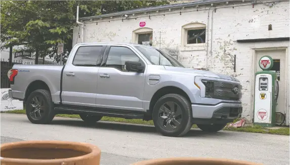  ?? PHOTOS: CLAYTON SEAMS/DRIVING.CA ?? The 2022 Ford F-150 Lightning is one tough customer — it has the strongest steel ever used in an F-150.