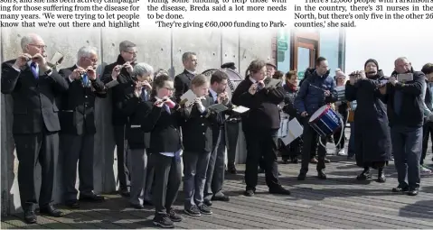  ??  ?? St Patrick’s Fife and Drum Band supplied the music for the event.