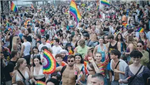  ?? (Miriam Alster/Flash90) ?? THOUSANDS PARTICIPAT­E in the annual Tel Aviv Pride Parade, last June.