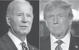  ?? AP FILE PHOTOS ?? A USA TODAY/Suffolk poll shows Donald Trump leading Joe Biden. However, the poll also highlighte­d sentiment towards the candidates is ever-changing.