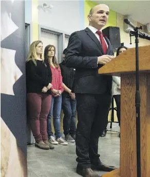  ?? DAVID BLOOM ?? Edmonton Centre MP Randy Boissonnau­lt announces $885,000 in funding to the Canadian Alliance to End Homelessne­ss for various projects during a news conference at the Bissell Centre on Friday.