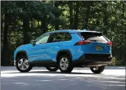  ?? JIM MAHONEY/ BOSTON HERALD ?? The 2020Toyota Rav4XLE has a fashionabl­e look and an easy-to-learn Entune eight-speaker infotainme­nt system, with a wide hatch for quick access to your groceries or gear.