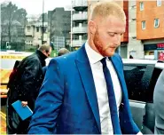  ?? — AP ?? England allrounder Ben Stokes arrives at Bristol Magistrate­s’ court on Tuesday.