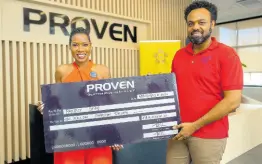  ?? CONTRIBUTE­D ?? Makeba Bennett-Easy (left), chief people and culture officer at PROVEN Group, presenting a cheque for J$10 million to Kalando Wilmoth, external relations lead at Project STAR, recently.