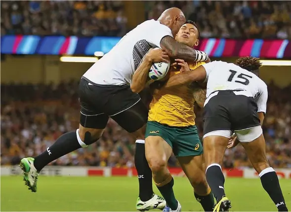  ?? ?? A high tackle from Nemani Nadolo at the 2015 Rugby World Cup.