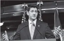  ?? ASSOCIATED PRESS FILE PHOTO ?? House Speaker Paul Ryan, R-Wis., Friday announces he is pulling the troubled Republican health care overhaul bill off the House floor at the Capitol in Washington.