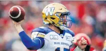  ?? JEFF MCINTOSH/THE CANADIAN PRESS ?? Winnipeg Blue Bombers QB Matt Nichols has averaged just 229 yards per game in seven starts this season.