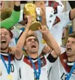  ?? Foto: dpa ?? Ausgeschie­den oder aussortier­t: Die Weltmeiste­r von 2014 (von links) Lukas Podolski, Philipp Lahm und Thomas Müller .