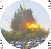  ?? ?? A video image shows a missile strike on a shopping mall in Kremenchuk, Ukraine. At least 18 were killed.