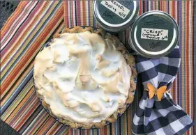  ?? Marlene Parrish/Post-Gazette ?? Jacobson’s Meringue, made with egg whites, baking powder, sugar and water, can be used on any pie that calls for a meringue topping.