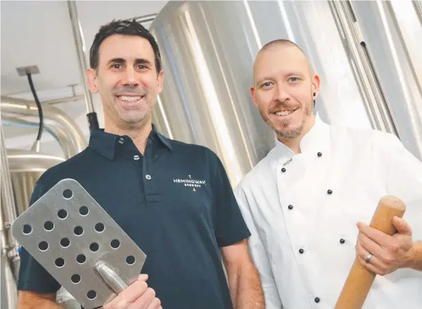  ??  ?? READY FOR ACTION: Hemingway’s brewing operations boss Anthony Clem and head chef Heath Farrow will have plenty on their plates with the thriving company.