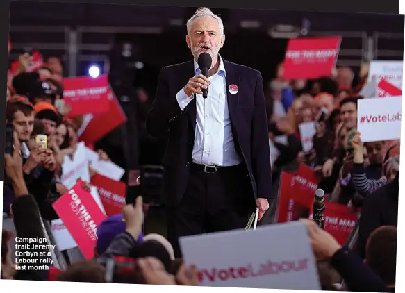  ??  ?? Campaign trail: Jeremy Corbyn at a Labour rally last month