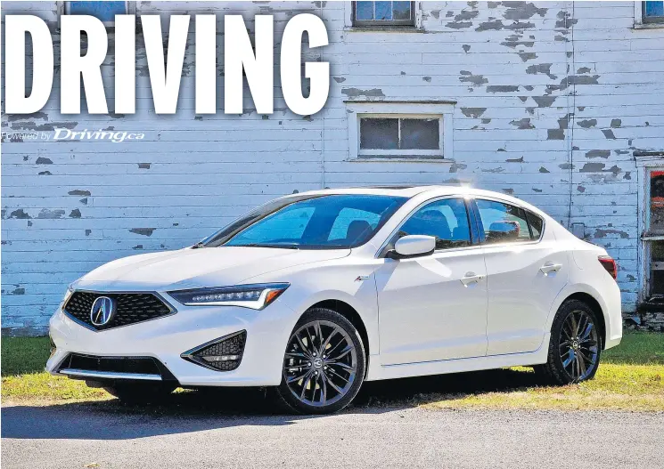  ?? DEREK MCNAUGHTON/DRIVING ?? The 2019 Acura ILX A-Spec has a sculpted hood with a couple of obvious creases that can be seen while driving, adding a bit more character.