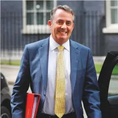  ?? AFP ?? Britain’s Internatio­nal Trade Secretary Liam Fox leaves 10 Downing street in London. Fox is one of several ministers who back a clean-break ‘hard Brexit’.