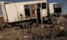  ?? Photograph: Alessio Mamo/The Guardian ?? The railway workers’s truck that was destroyed by a mine at Posad-Pokrovske.