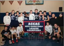  ?? BRETT MARTELLI — FOR MEDIA NEWS GROUP ?? The Calvary Baptist boys basketball team won the ACCAC title on Saturday.