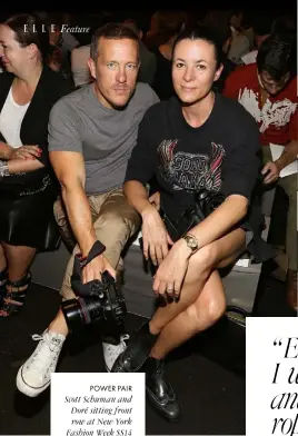  ??  ?? Scott Schuman and Doré sitting front row at New York Fashion Week SS14